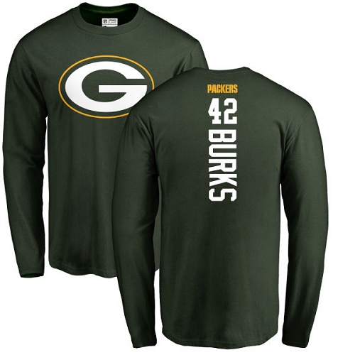Men Green Bay Packers Green 42 Burks Oren Backer Nike NFL Long Sleeve T Shirt